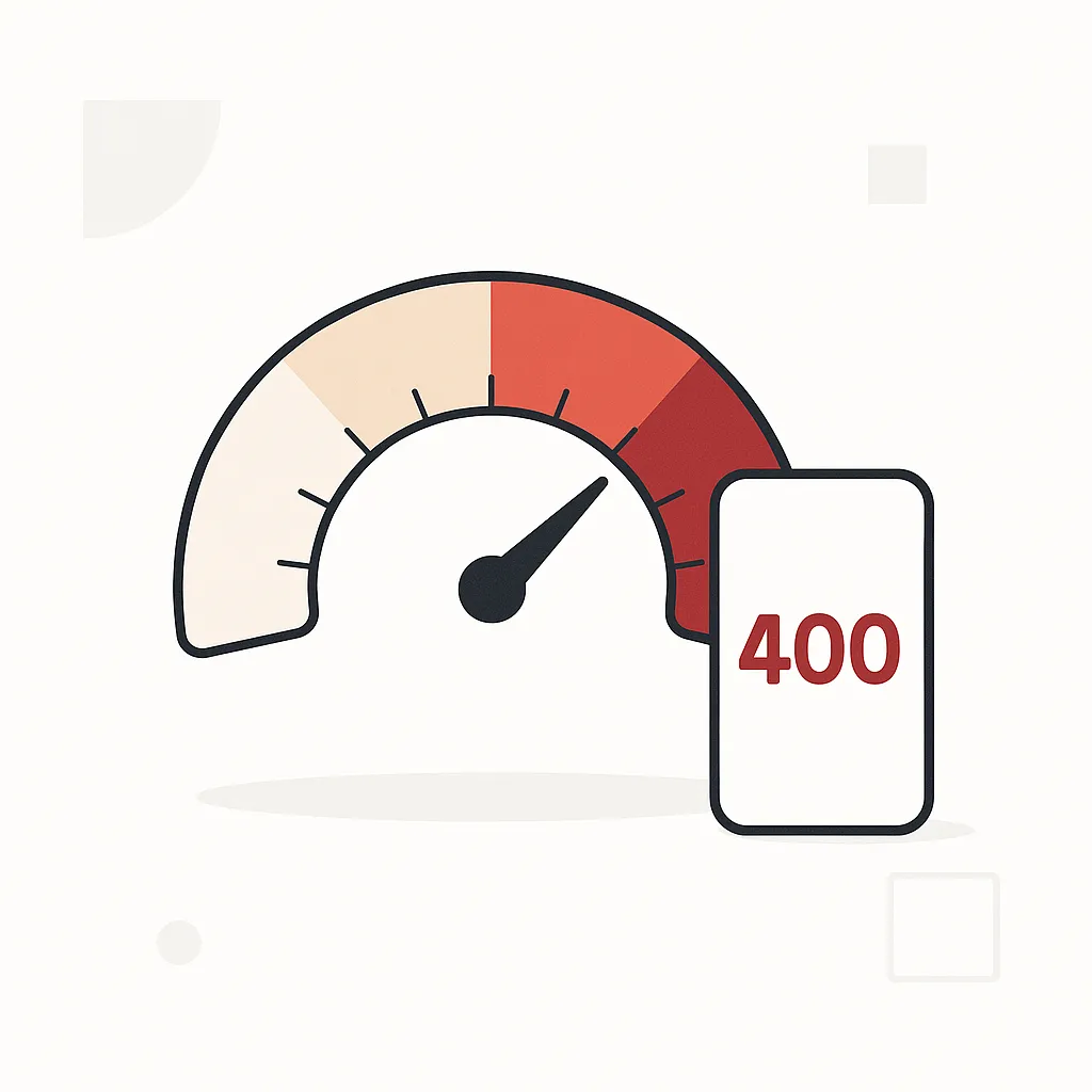 credit score gauge next to a smartphone on a clean white background